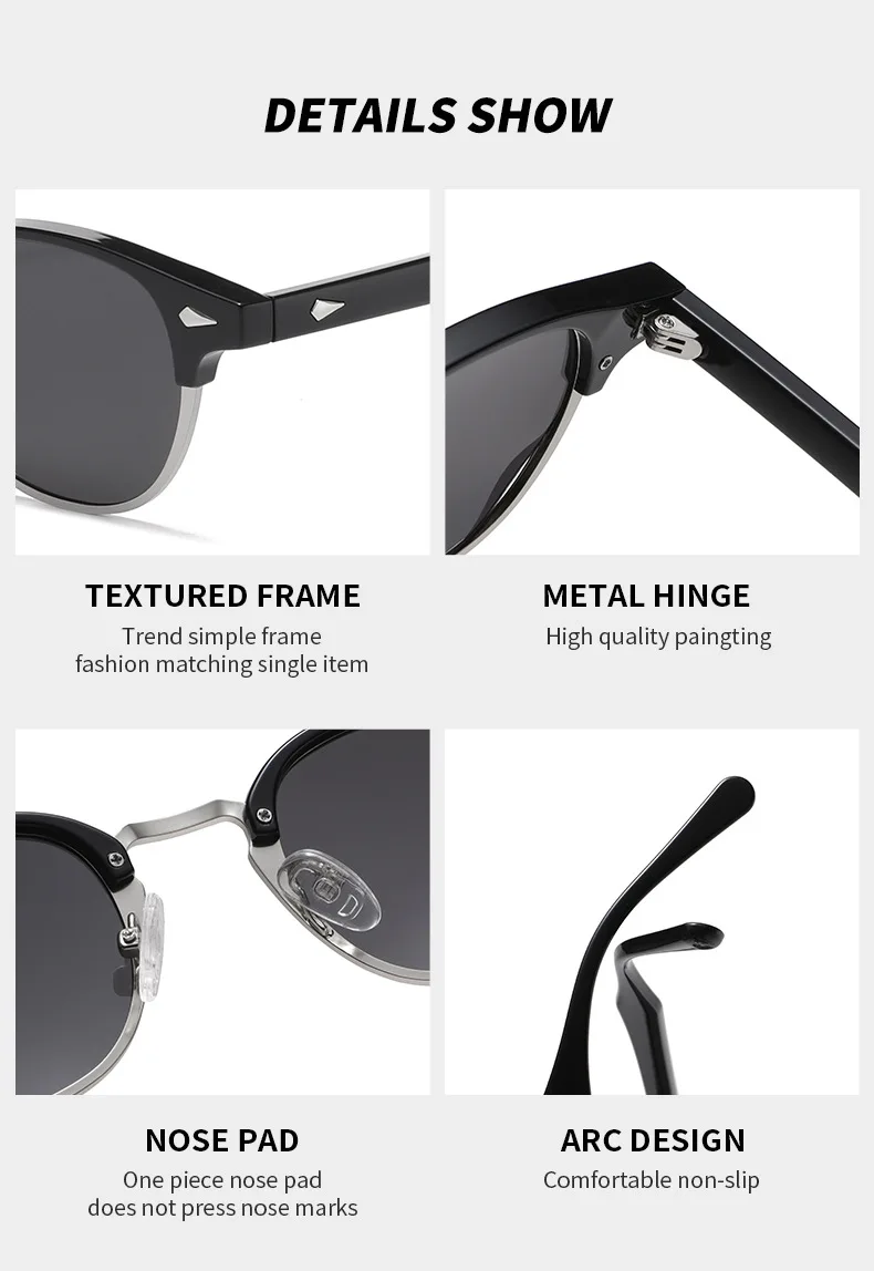 SPLOV Retro Premium Round Frame Polarized Sunglasses for Men's Fashion Outdoor Fishing Driving Glasses UV400