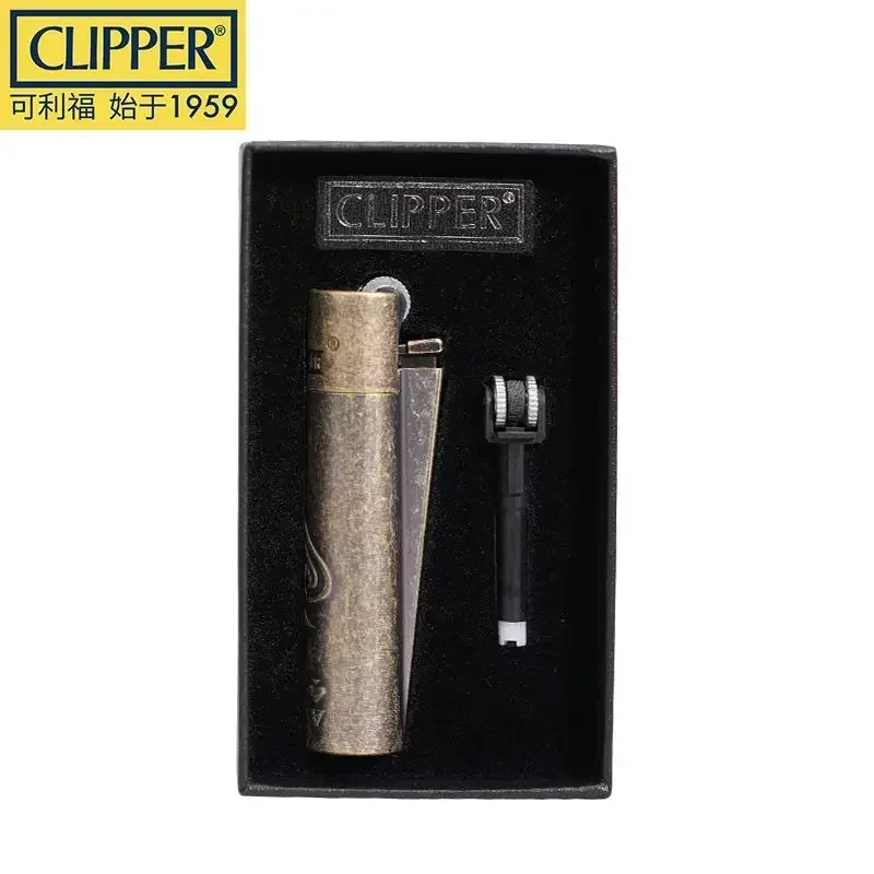 New CLIPPER Retro Vintage Spade A Gear Pulley Metal Grinding Wheel Lighter Inflatable Old-fashioned Flint Lighter Tool(No Gas)