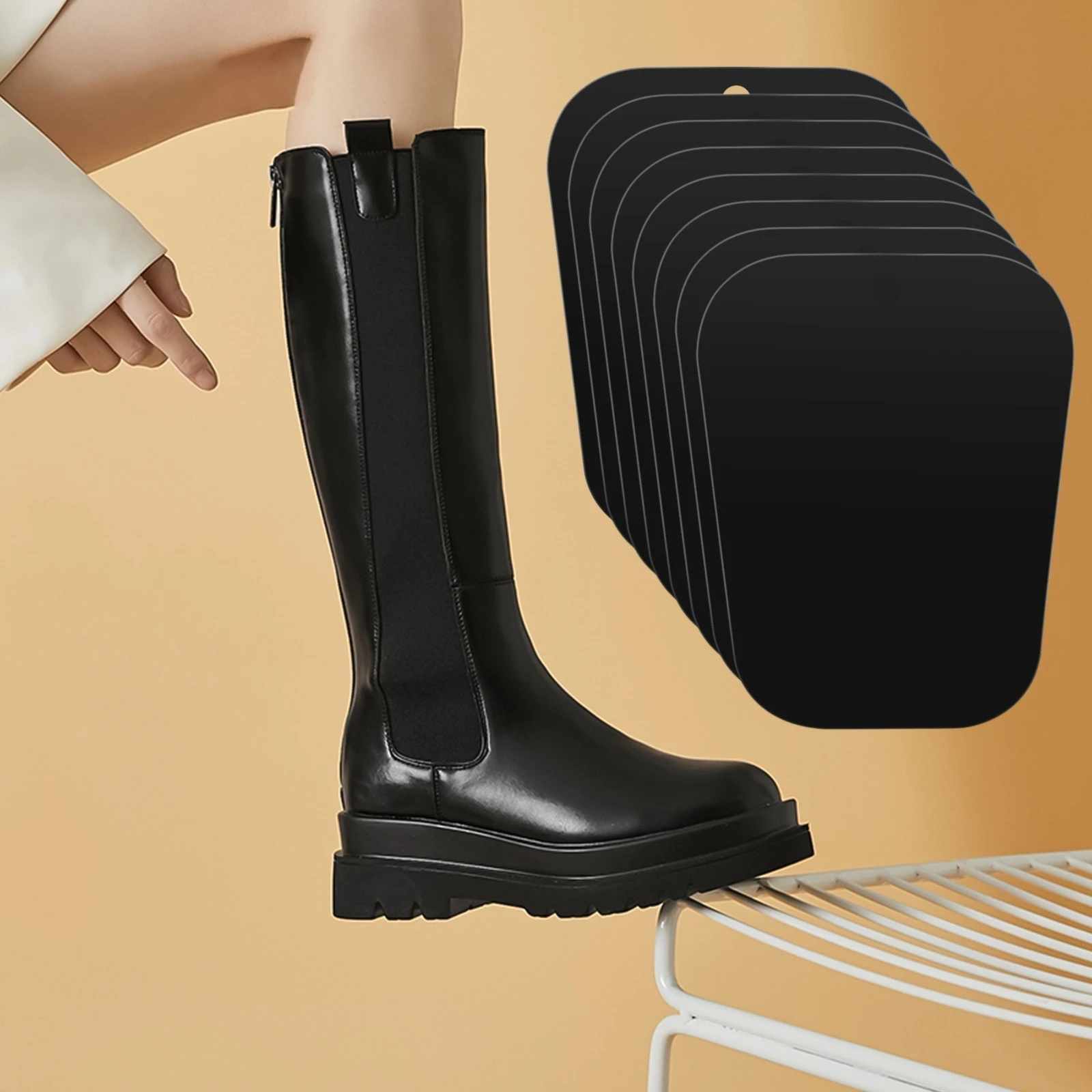 4Pcs Tall Boot Shapers Plastic Elastic Boot Trees for Thigh High Boots Prevents Creases and Maintains Shape for Leather Boots