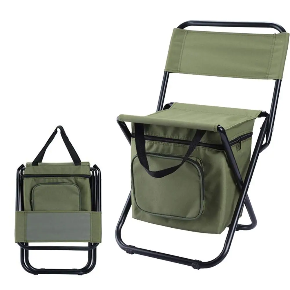 

3-in-1 Outdoor Camping Chair Portable Waterproof Folding Ice Pack Chair Built-in Cooling Bag Oxford Cloth Fishing Stool Hiking