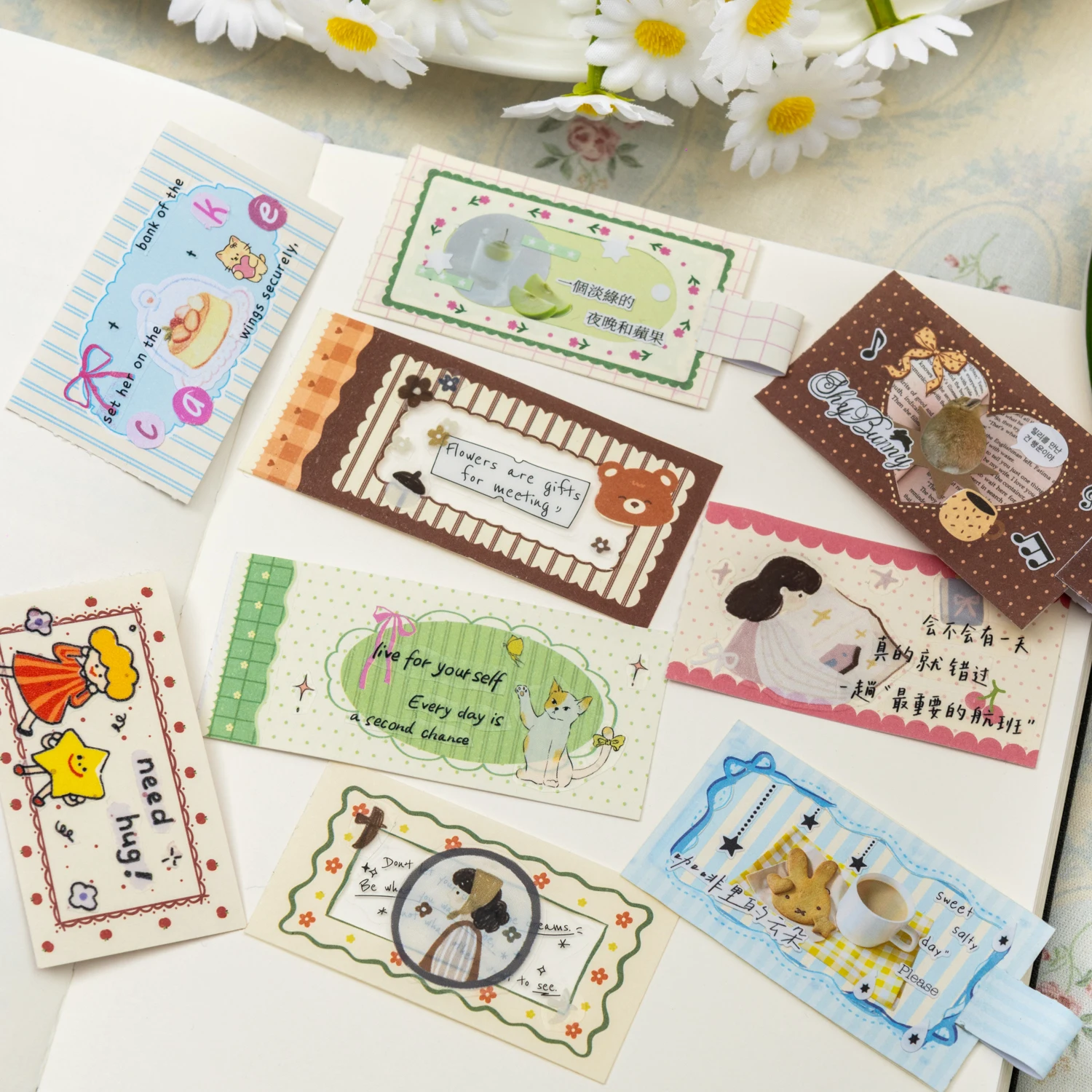 

Flower Field Notes Series Cute Lace Border Landscape Sticker Book Creative DIY Journal Material Collage Stationery
