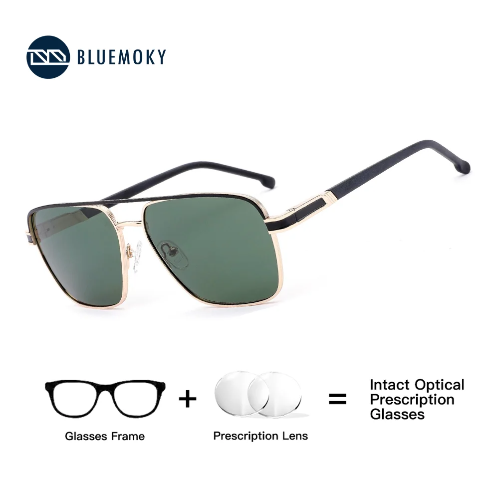 BLUEMOKY Fashion Metal Pilot Polarized Prescription Sunglasses Men Trend UV400 Protection Pilot Corrective Sun Glasses Fishing
