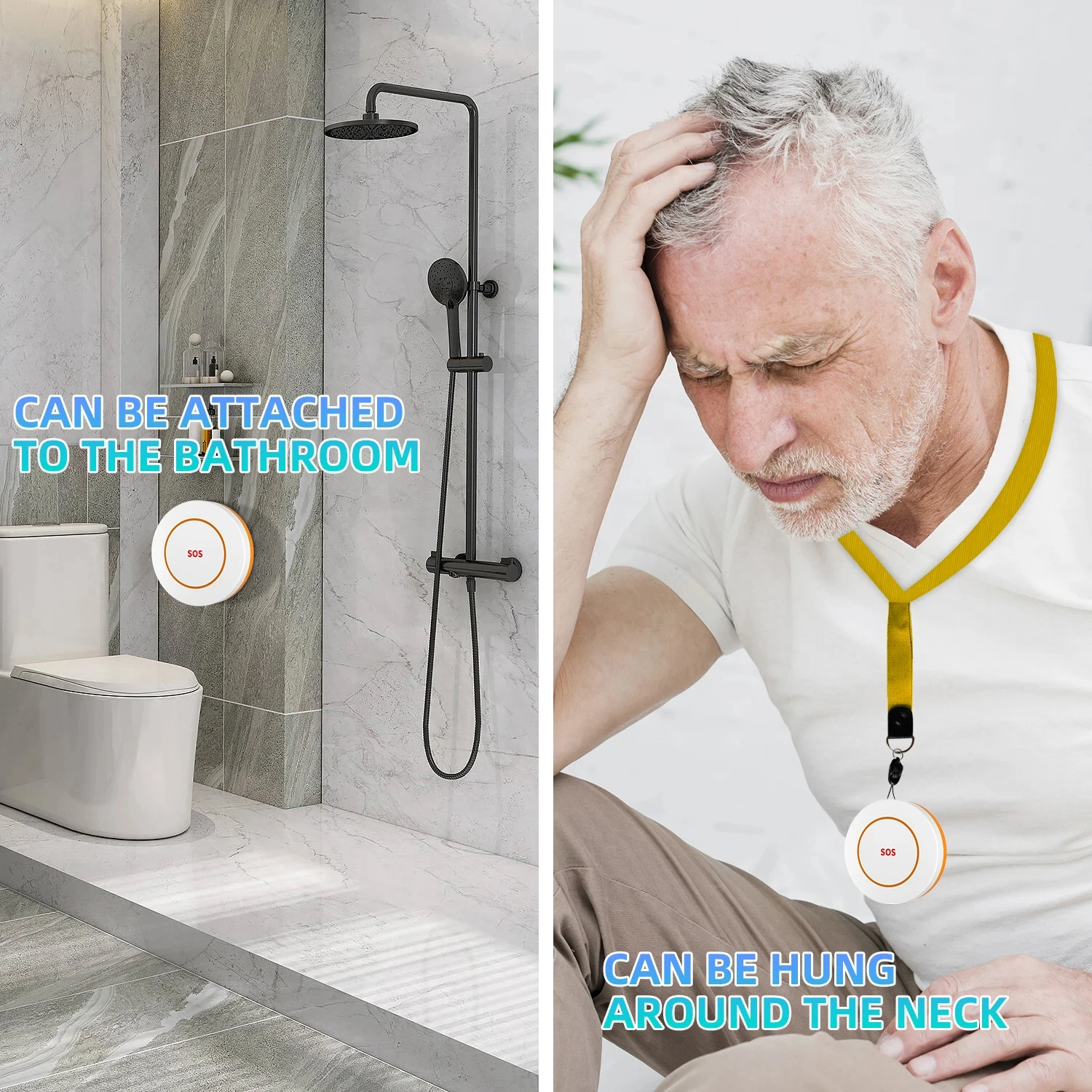 SMARSECUR Allarme Tuya Smart WiFi Cercapersone per anziani Pulsante di chiamata SOS Sistema di allarme medico SOS di emergenza