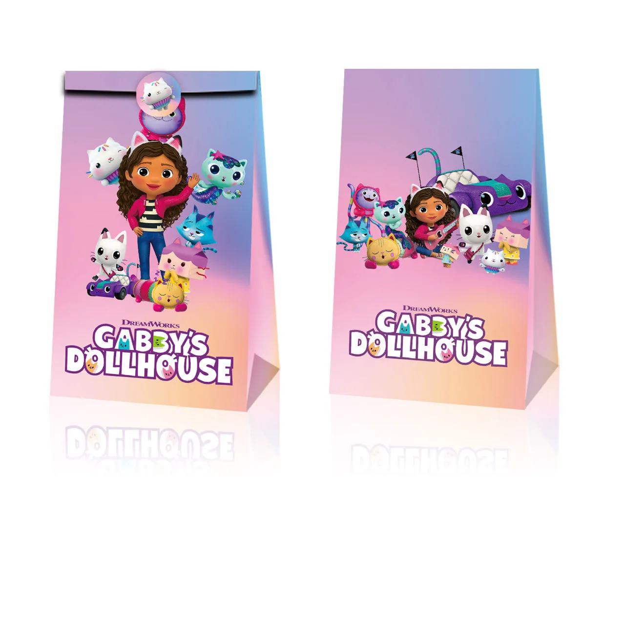 12/36Pcs Gabby Dollhouse Cats Gift Bag Candy Loot Bag Party Festival Event Cartoon Birthday Decoration Favor Party Supplies