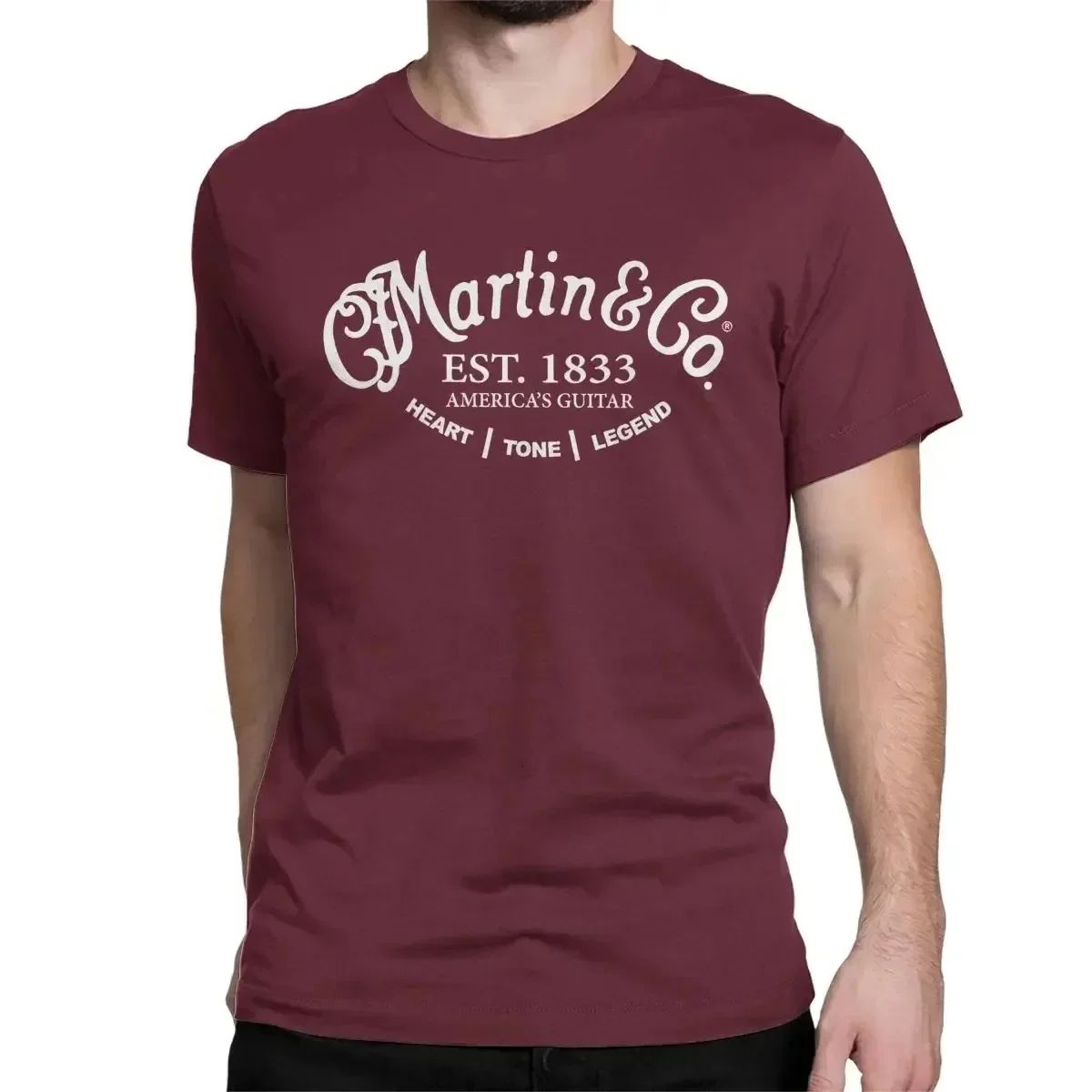 2026 Hot Sale New Martin&Co Guitar Letter Black T Shirt For Men Summer Casual Loose Short Sleeve Tee Street Hip Hop Man Clothes