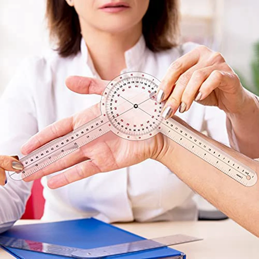 AT05-1 PCS Transparent Orthopedic Square Plastic Instrument 360-Degree Tape Toothed Ruler 12-Inch