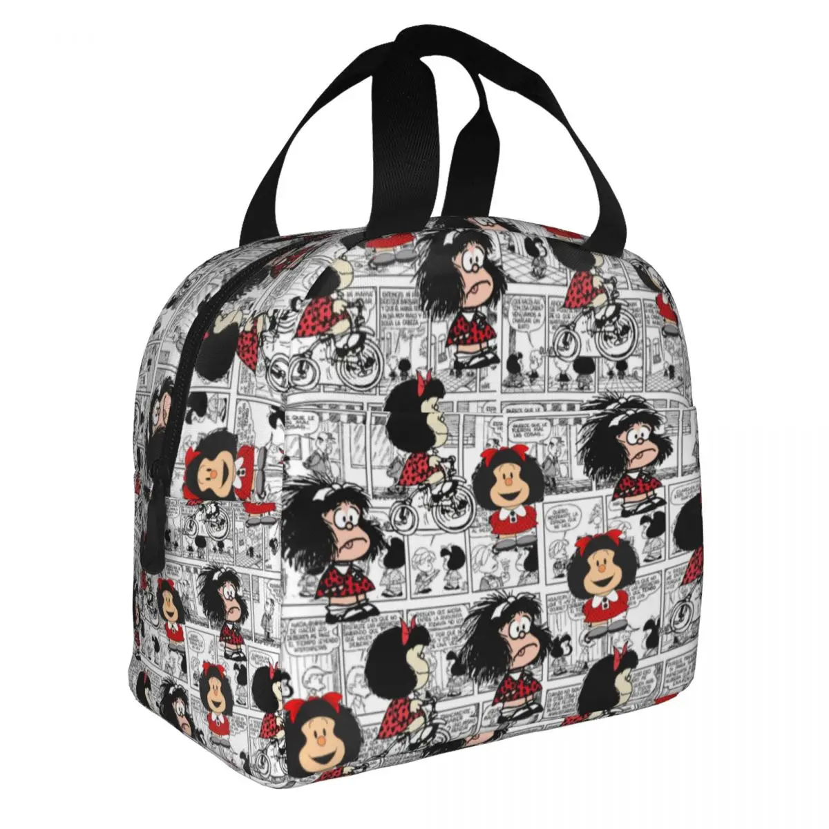 Manga Mafalda Quino Cartoon Thermal Insulated Lunch Bags Women Resuable Lunch Tote for Work School Travel Multifunction Food Box
