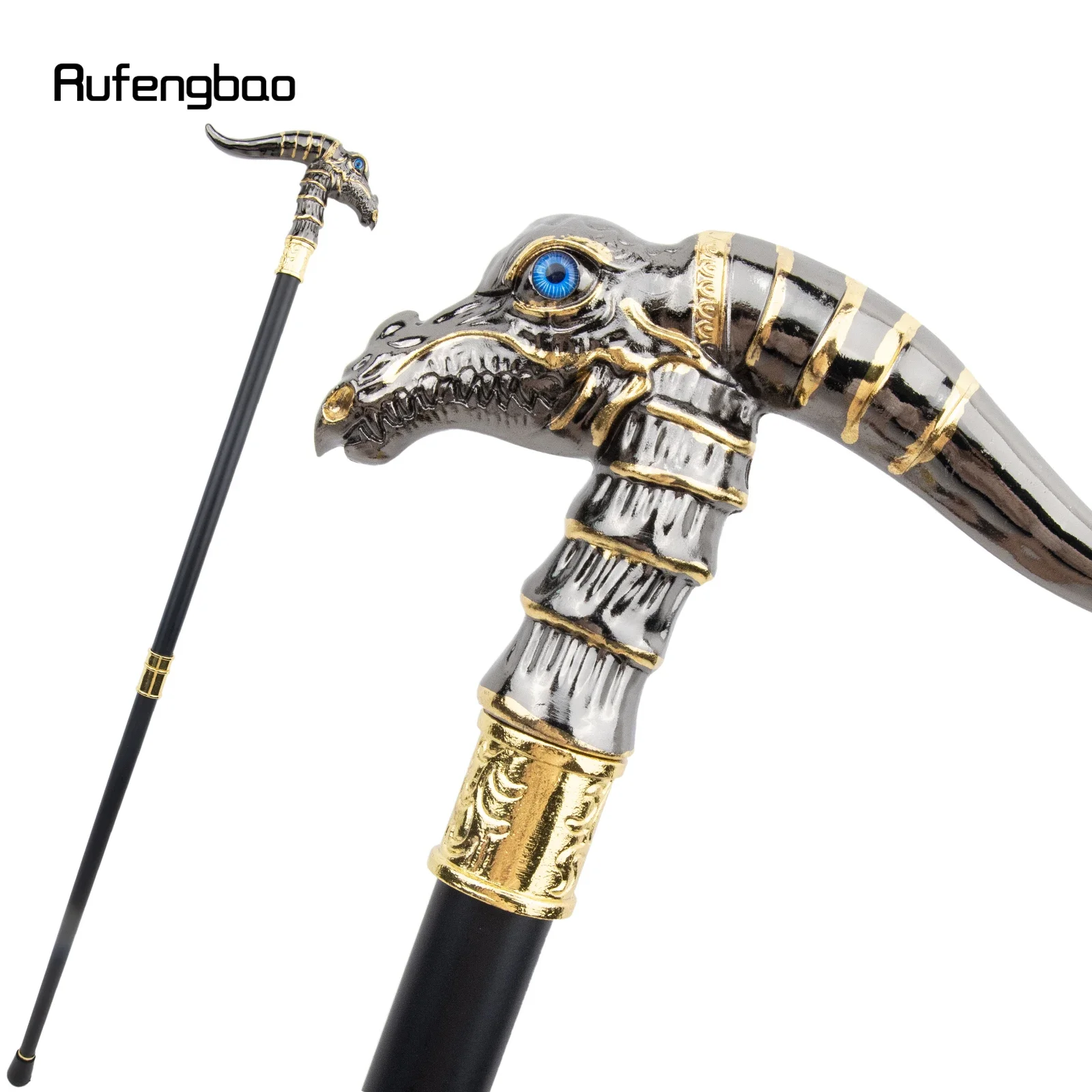 

Golden Black Dinosaur Walking Cane Fashion Decorative Walking Stick Gentleman Elegant Cosplay Cane Knob Crosier 93cm