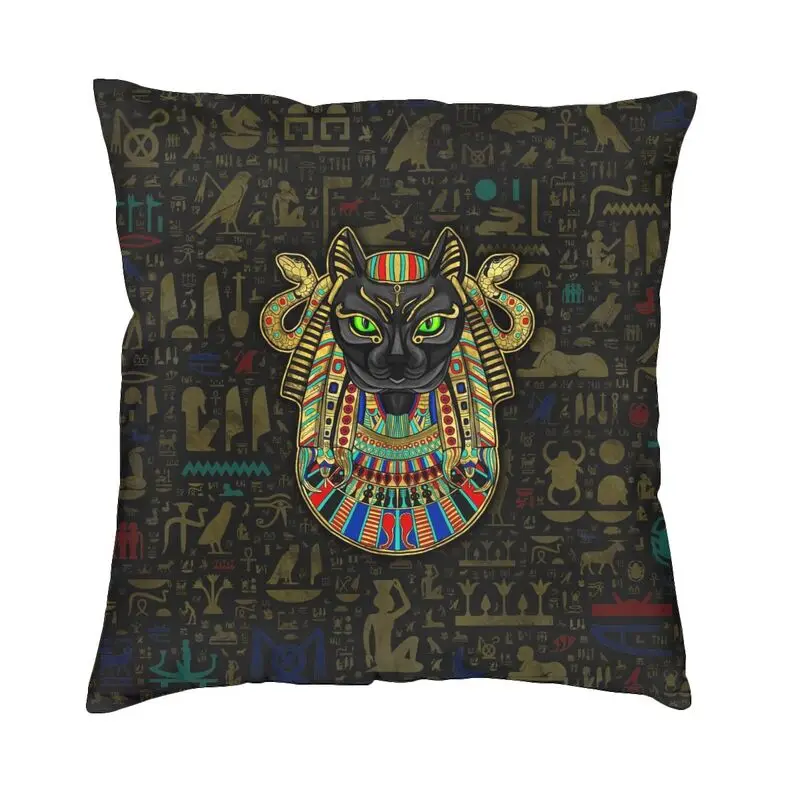 Luxury Hieroglyphics Bastet Egyptian Goddess Throw Pillow Cover Home Decorative Custom Square Cushion Cover 45x45cm Pillowcover