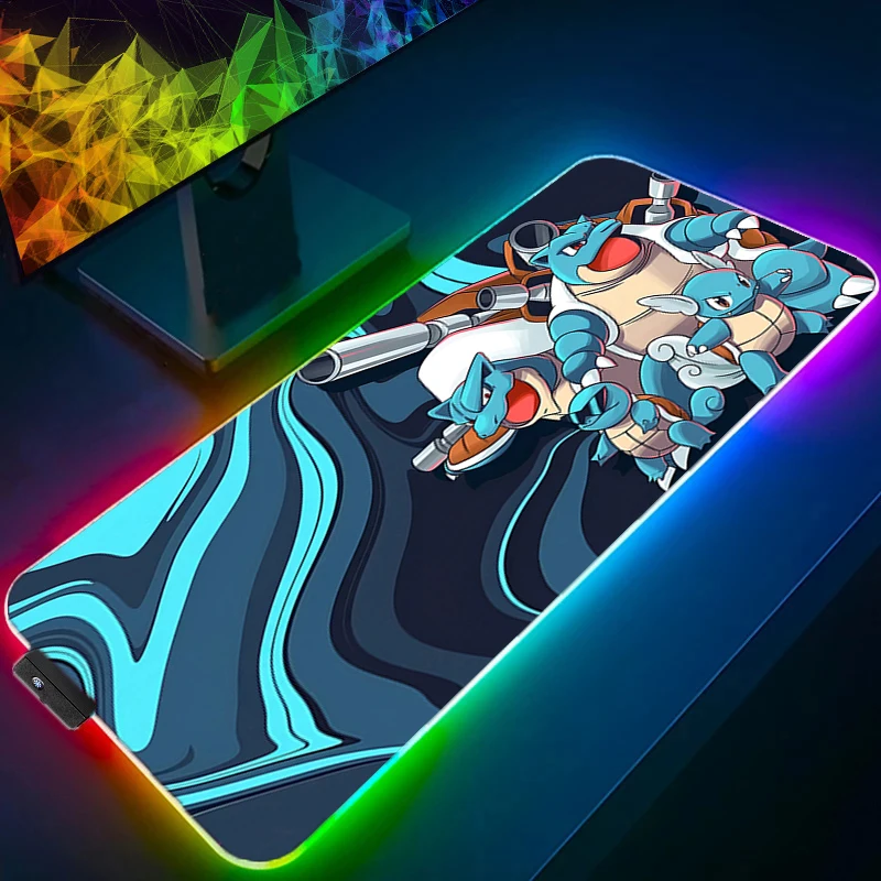 Коврик для мыши RGB P-Pokemons Squirtle игровой коврик для мыши светодиодный коврик для ПК настольный коврик светящийся коврик для мыши коврики для клавиатуры настольный коврик с