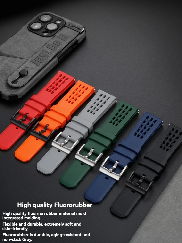 Cinturino per orologio in caucciù fluoro da 20 mm 22 mm per Breitling Avenger/Blackbird/Seawolf |    Materiale FKM durevole |   Barre primaverili a sgancio rapido