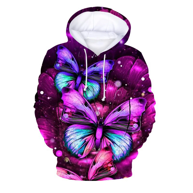 Fashion Colorful Butterfly 3D Print Hoodies Women Streetwear Oversized Pullovers Hoodie Hooded Sweatshirts Woman Tops Clothing