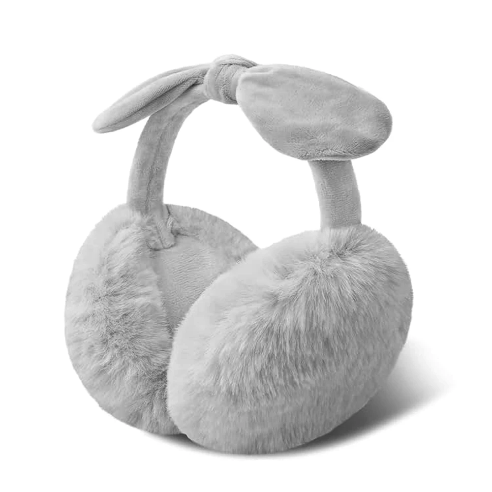 Sweet Bowknot Earmuffs Keep Warm Soft Furry Ear Warmers Foldable Ear Muffs Outdoor Winter Ear Covers Headband Accessories Cute