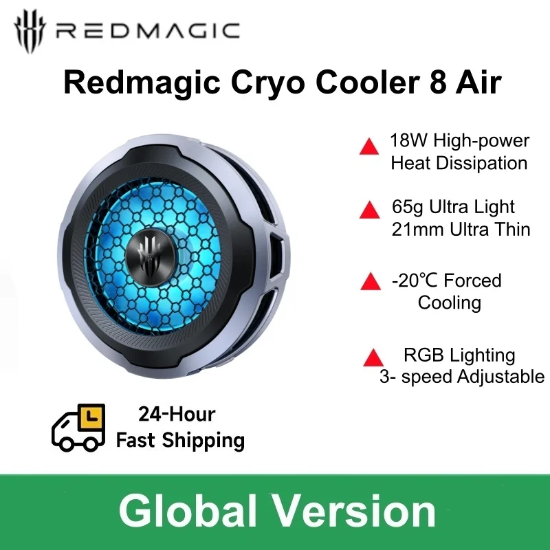 

Кулер Redmagic Cryo Cooler 8 Air Magnetic для телефона, 65 г, ультралегкий, 21 мм, ультратонкий, 30 дБ, низкий уровень шума, -20°C ° Полупроводниковое охлаждение C