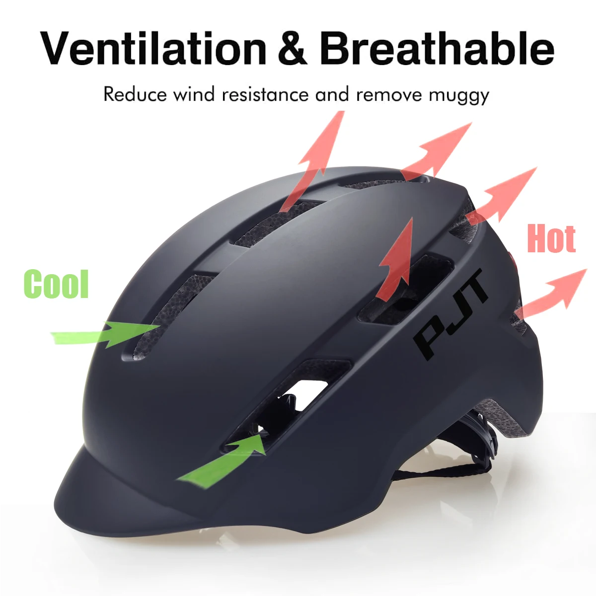 PJT New USB Rechargeable Tail light Cycling Helmet In-Mold Mountain Road Bicycle Bike Helmet Sports Safe Hat MTB Cycling Helmet