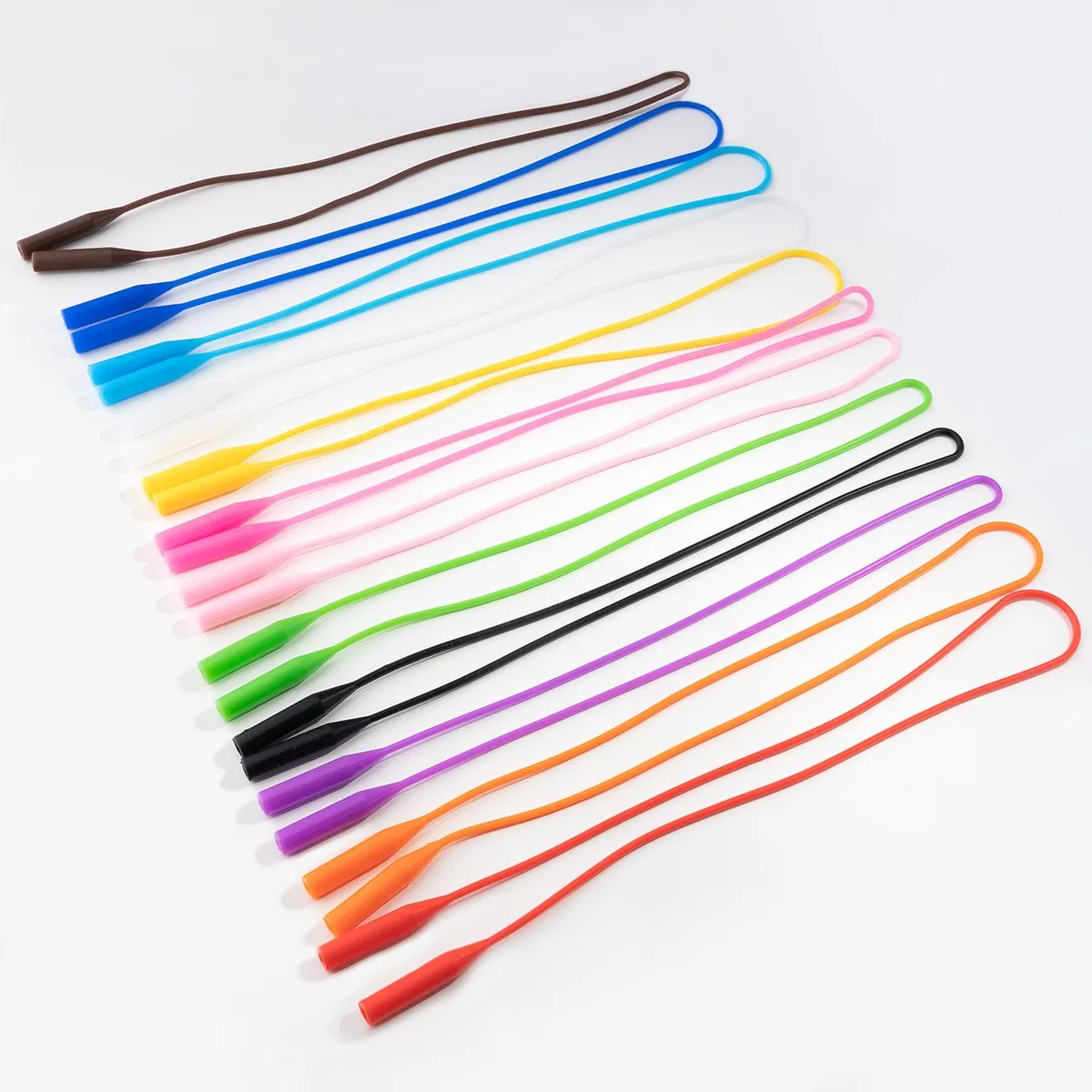 2/5 قطع من نظارات الرأس المستديرة المصنوعة من السيليكون مع سلسلة طويلة وسميكة، وحبل نظارات رياضي مضاد للسقوط ومضاد للخسارة #2