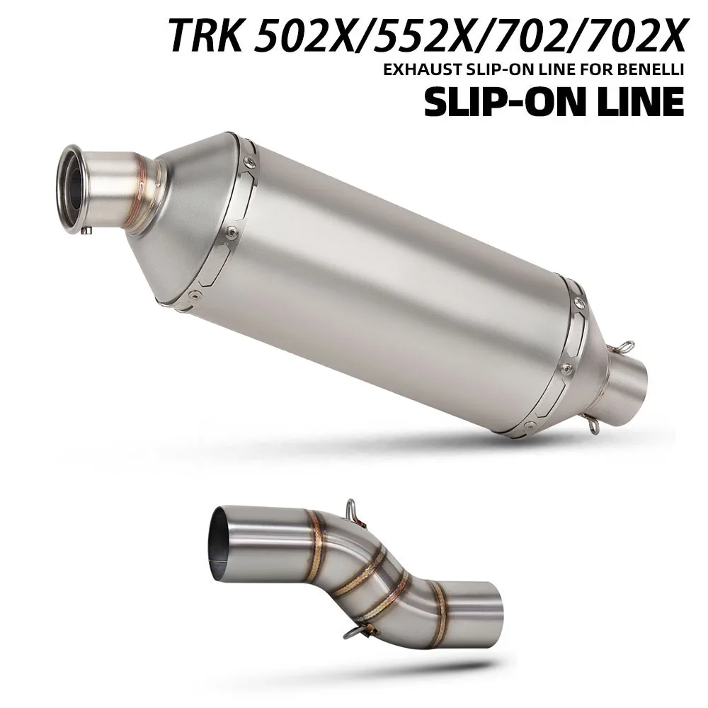 TRK702 Exhaust Muffler For Benelli TRK 502X/552X/702/702X Motorcycle Slip on Line Exhausts Kit Touring Motorbike Raid Rally Tube