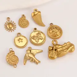 3Pcs/Lot Texture Conch/Butterfly/Star Charms Metal Stainless Steel Necklace Earring Pendants Craft DIY Jewelry Making Wholesale