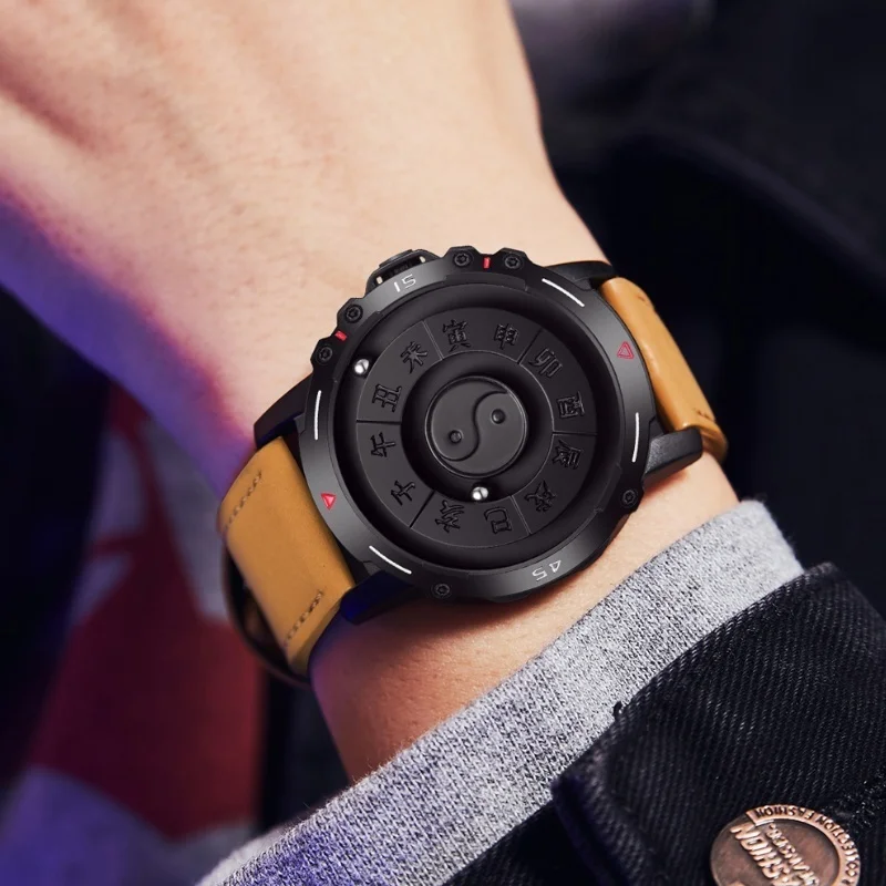 DOM 1737 jam tangan kuarsa Fashion tahan air tren keren elemen populer magnetik pria penunjuk beroda baja tahan karat kreatif