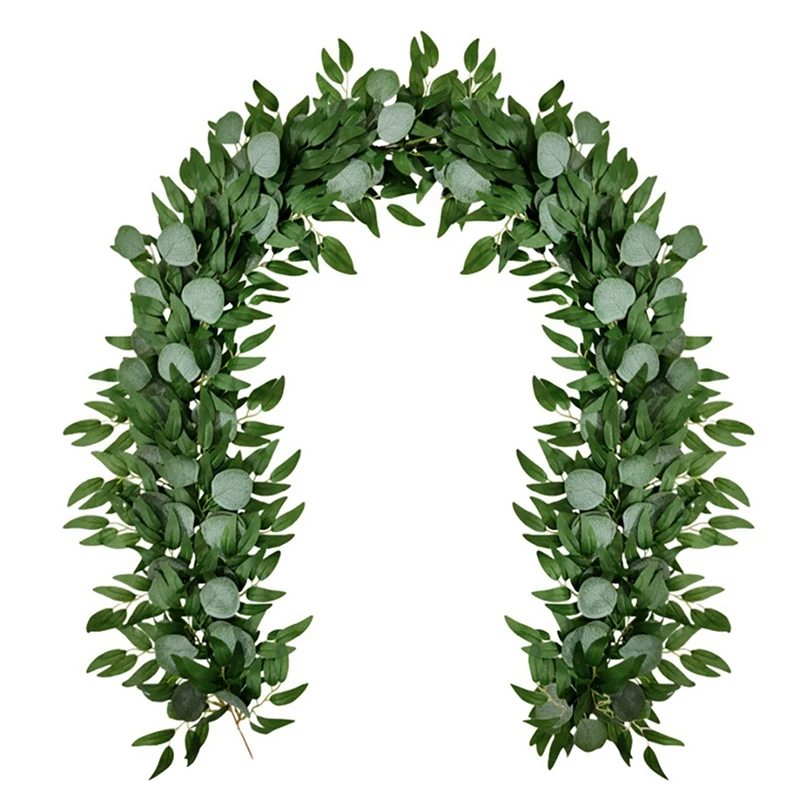 

6X Artificial Eucalyptus And Willow Vines Faux Garland Ivy For Wedding Backdrop Arch Wall Decor Table Runner Vine