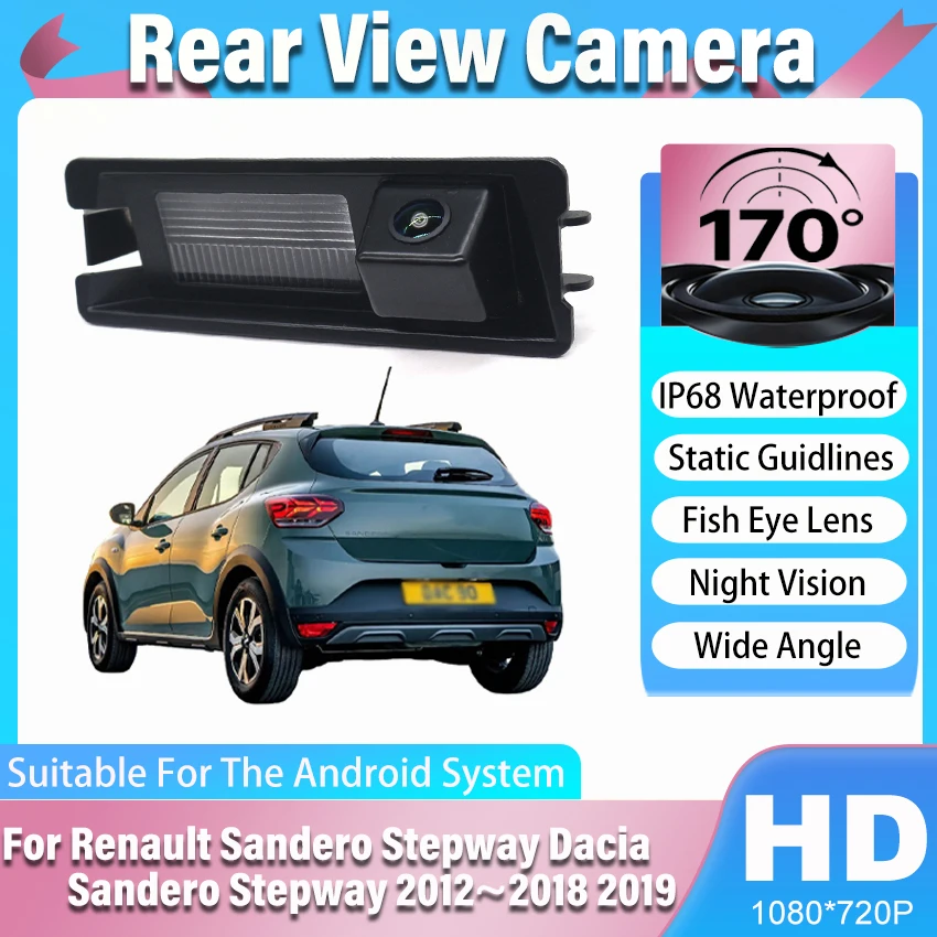 HD CCD 1080×720 170°Fisheye Rear View Camera For Renault Sandero Stepway Dacia Sandero Stepway 2012~2018 2019 Car Reverse Camera