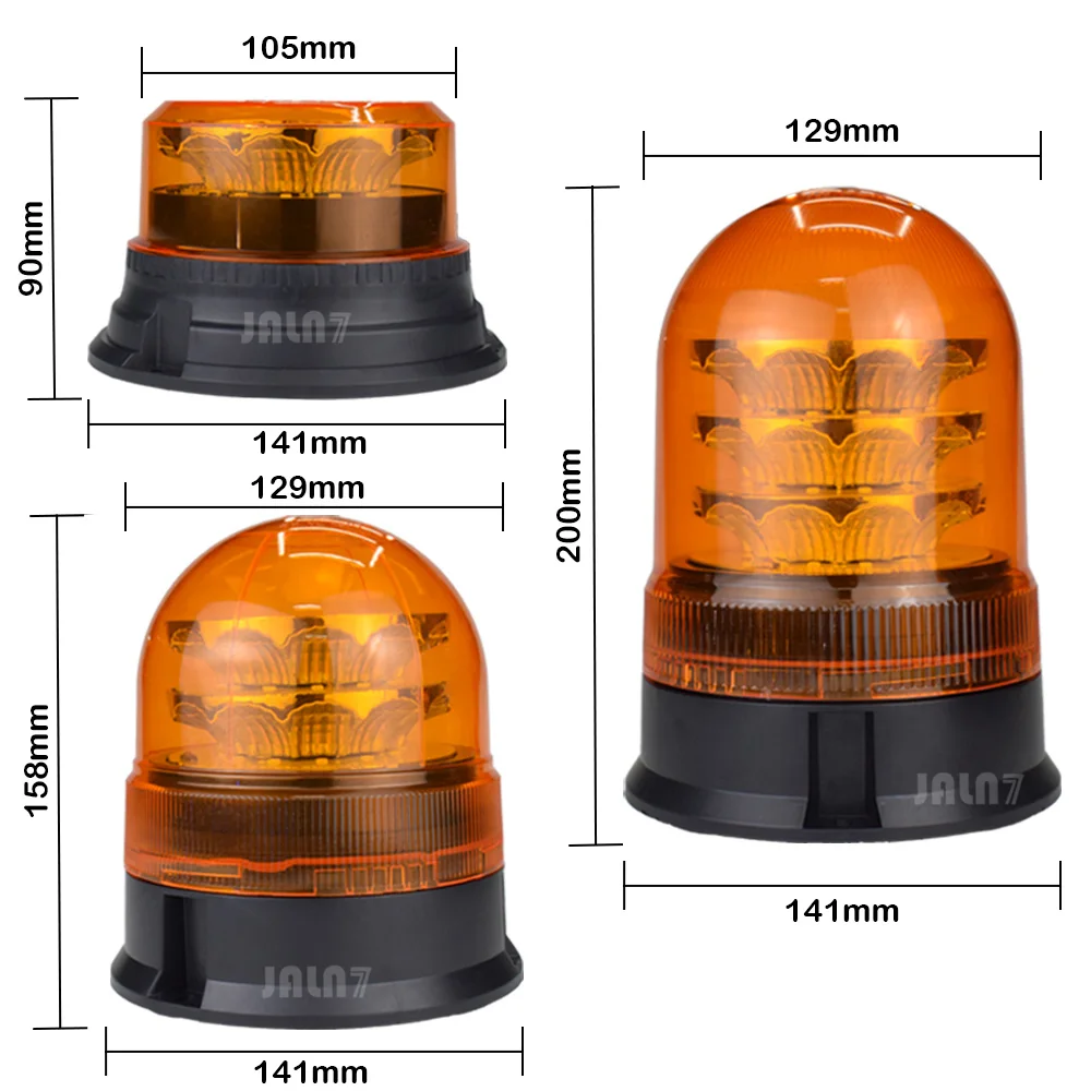 Balise magnétique LED ambre clignotant, avertissement d\'urgence pour véhicules, camions, pelles, tracteur, voiture postale, Bus scolaire 12/24V