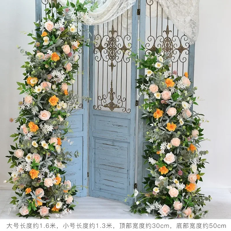 a*-Wedding simulation flower curved flower row flower wedding arrangement arch sheep door window beauty Chen studio decoration^