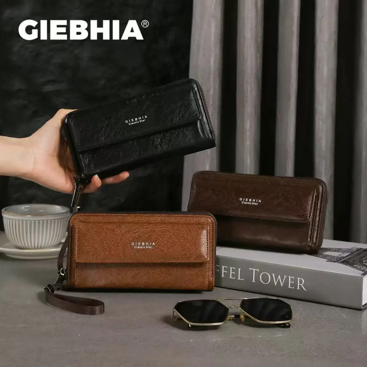 

new men's wallet PU multi-card leisure long wallet large capacity handbag mobile phone change h ·