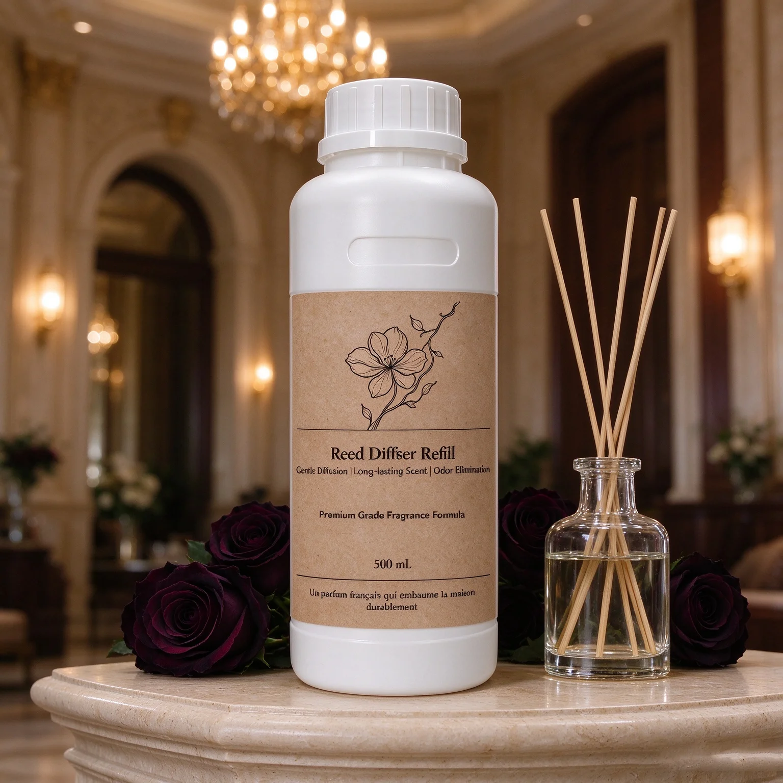 250ml Hotel Series Reed Diffuser Refill Oil, Burj Al Arab Scent, Flameless Aromatherapy Liquid, Long Lasting Home Fragrance
