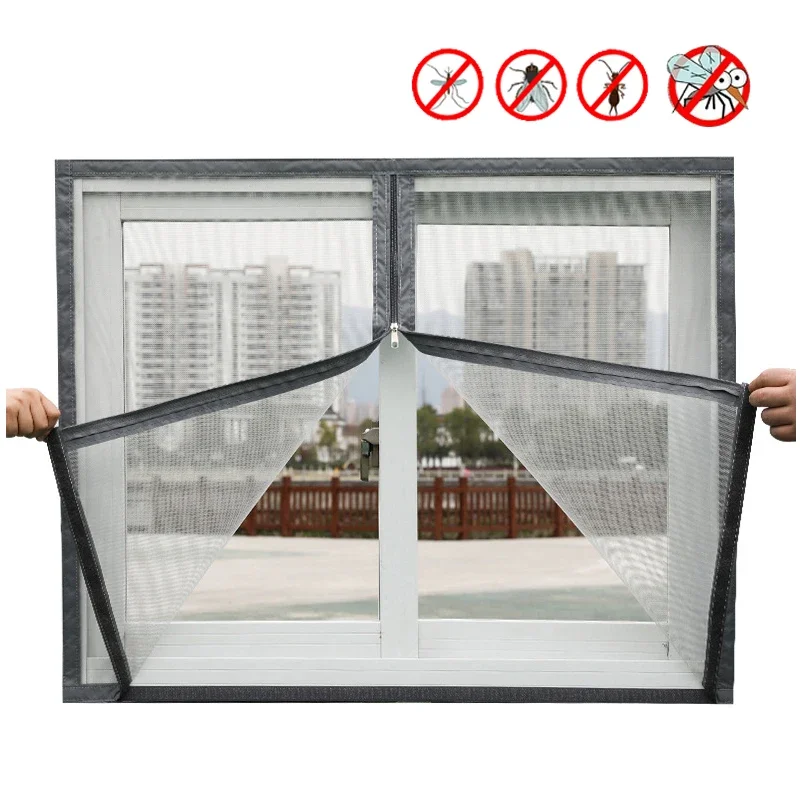 Self-adhesive zipper mosquito net, mosquito net anti-mosquito net anti-mosquito window screen DIY can be customized  mosquitera