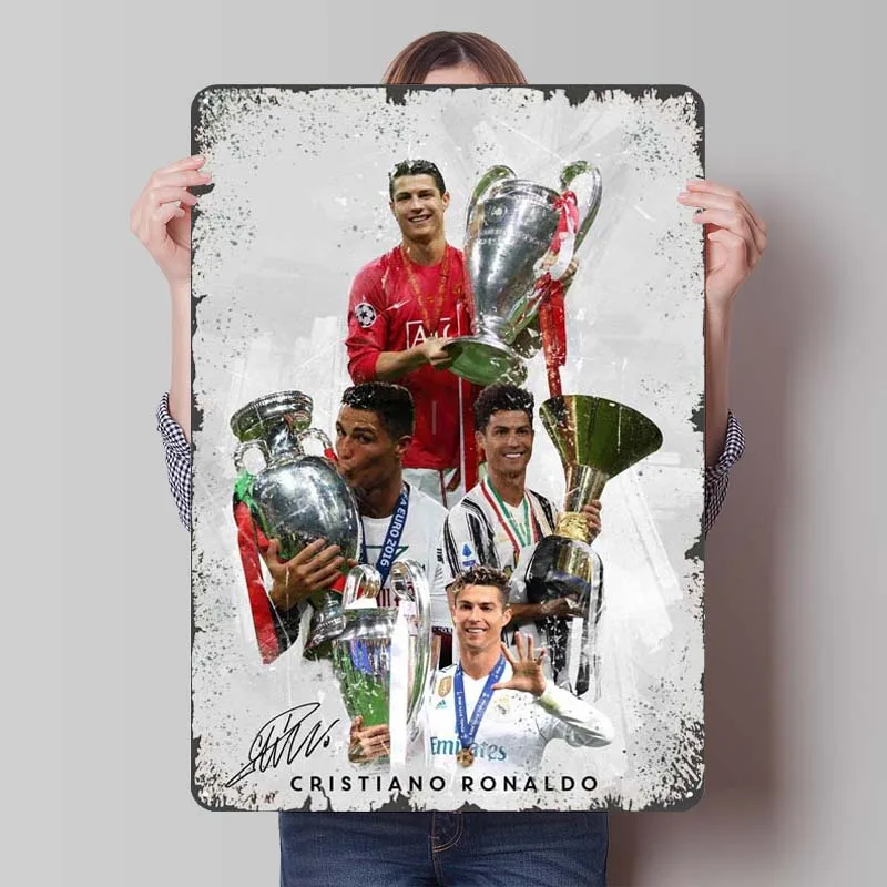 Cristiano Ronaldo Metal Sign Customizable Sports Poster Bar Decoration Room Vintage Tinplate Signs for Wall Art Decoration Retro