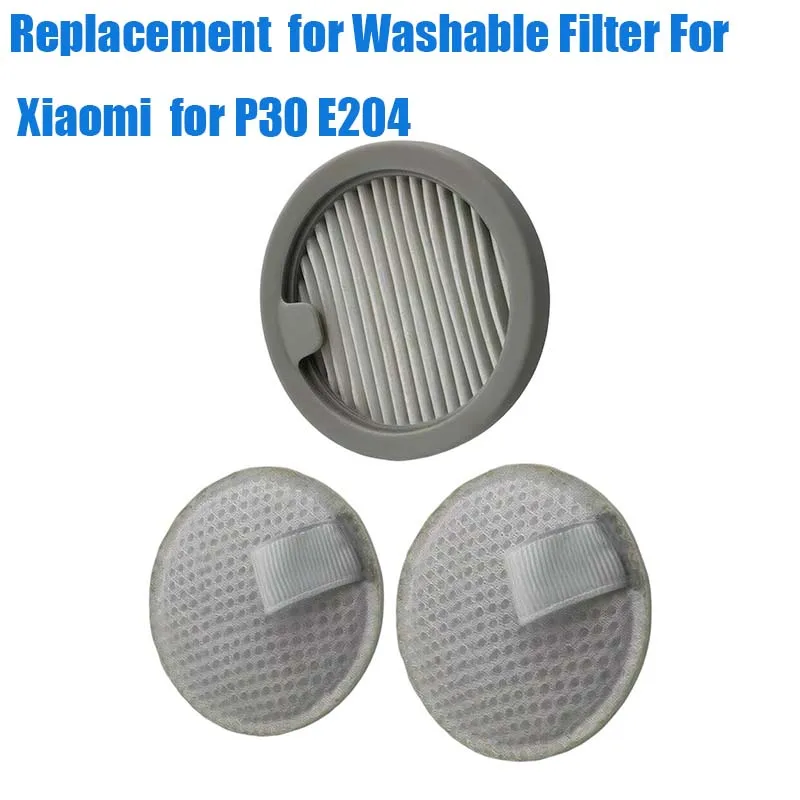 Washable= Filter Kit Compatible With Xiaomi=P30 E204 Vacuum Cleaner, HEPA Replacement Parts For Home Pet Hair Cleaning