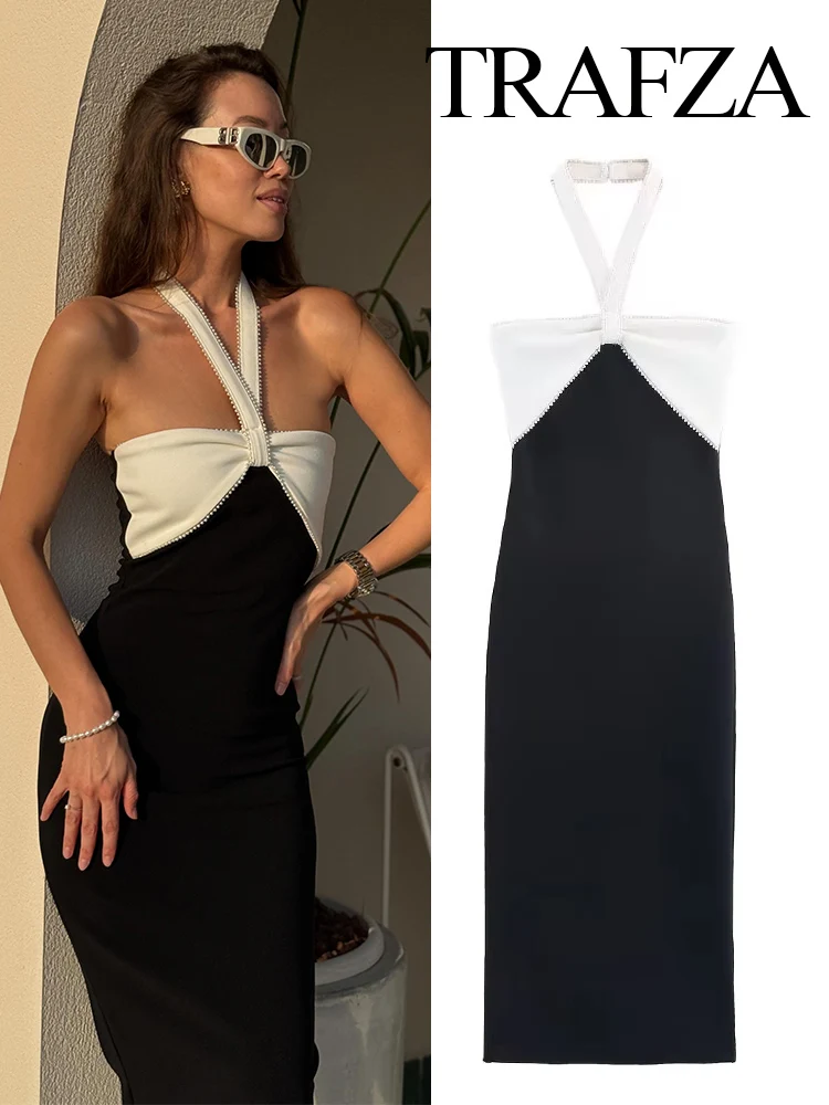 

HH Woman's Fashion Sheath Dresses Black Strapless Sleeveless Backless Beading Decorate Zipper Female Summer Sexy Long Dress