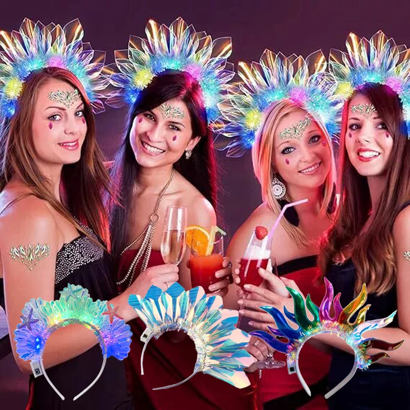 

New Laser Light Up Headband Glowing Hair Hoop Party Decoration Halloween Christmas Gift Stage Dance Performance Accessories