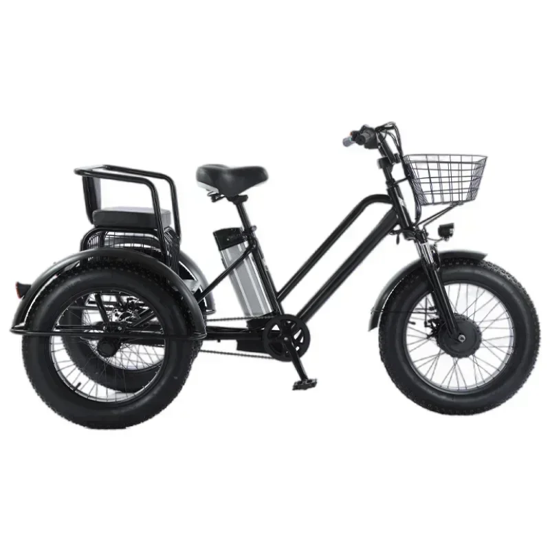 Passenger Seat For Adult 48V 500W Powerful Lithium Battery Removable 20 Inch Bike 3 Wheeled Electric Tricycle With