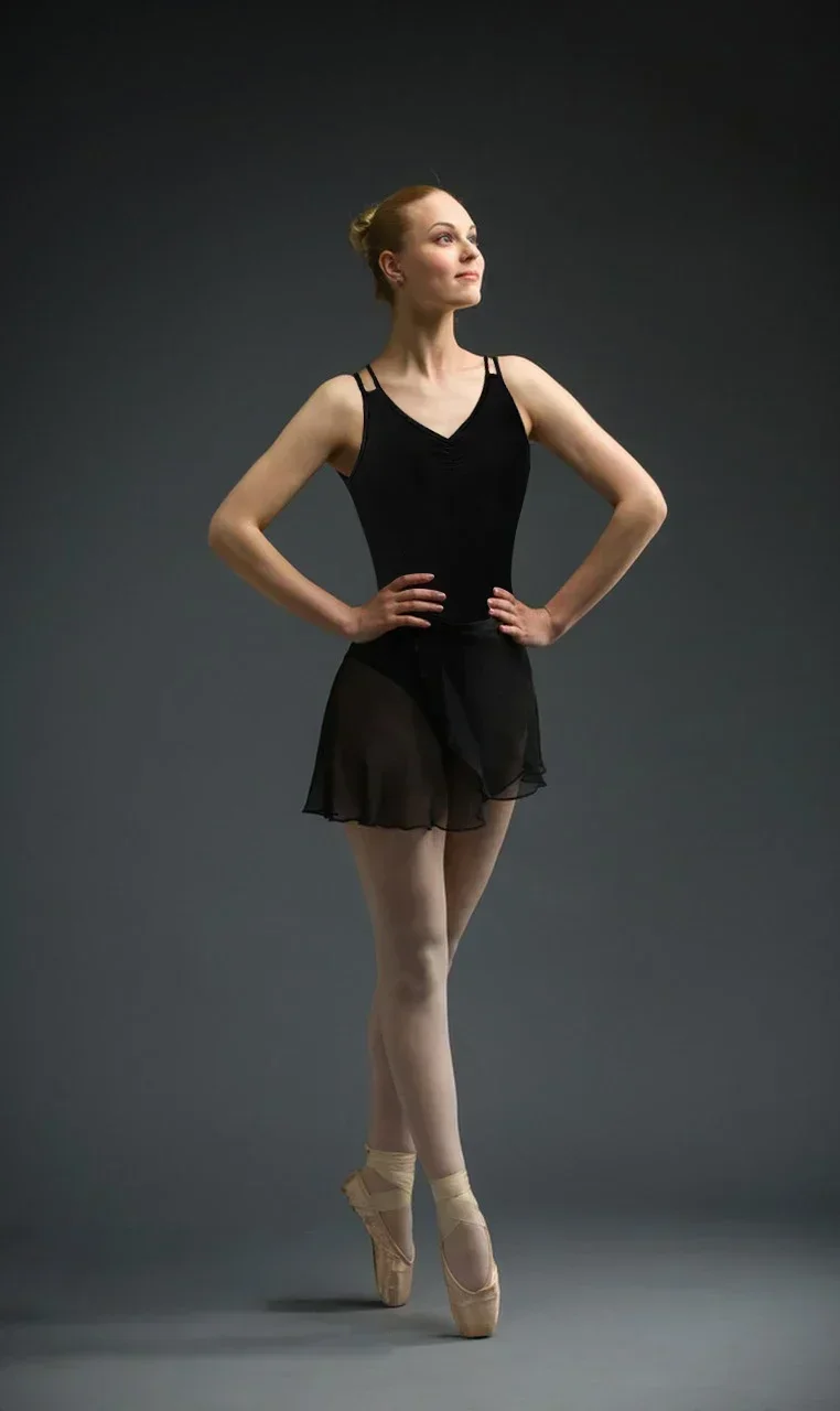 女性バレエレース半袖ダンスレオタードタンク、中空バックダンスウェア