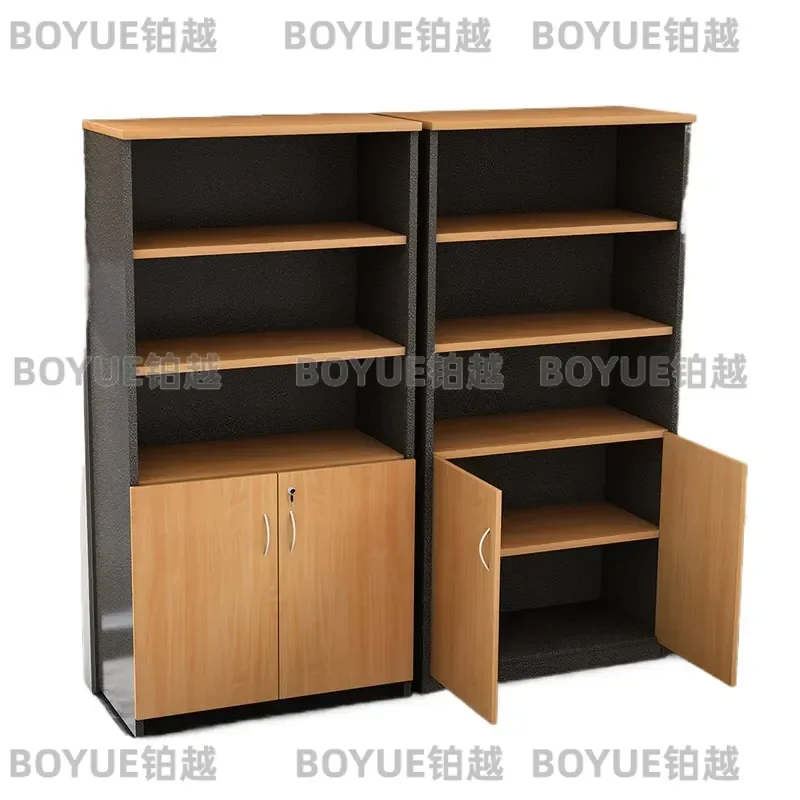 Tall Wooden File Storage Cabinet Modern Office Bookshelf Floor to Ceiling Bookcase Simple Integrated Shelving Unit for Home