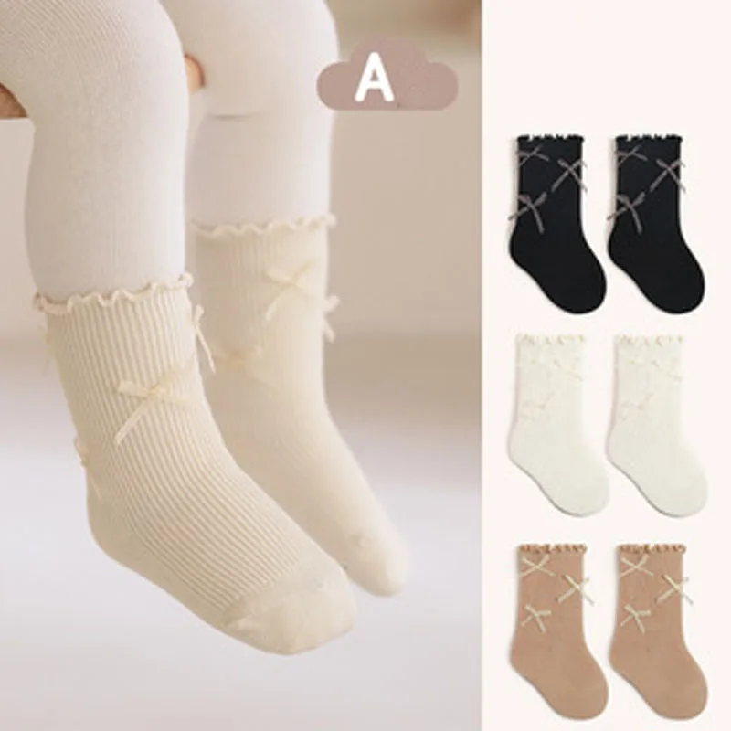 

Spring New Baby Girls Bows Socks 0-8Years Children's Girls' Socks Toddler Kids Girl Cotton Princess Socks
