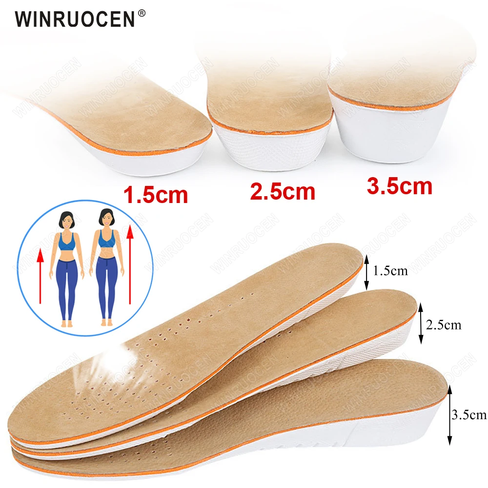 1.5-3.5cm Hard Breathable Insoles Height Increase Elevator Insoles For Women Men Feet Care Unisex Shock Absorption Pads