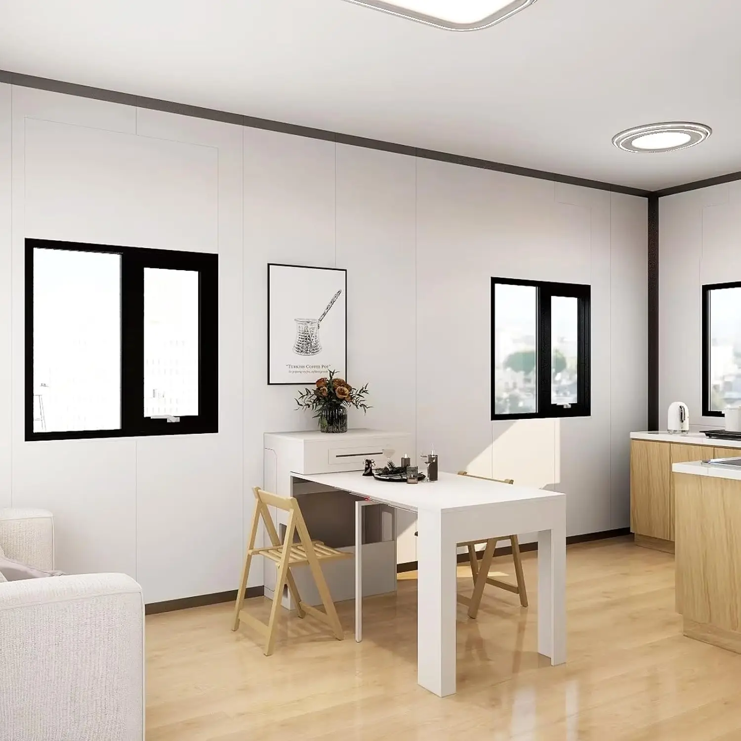 Portable Prefabricated Tiny House - 20ft Foldable Expandable House, 40ft Mobile Modular Tiny House with Bathroom, Quick Assembly