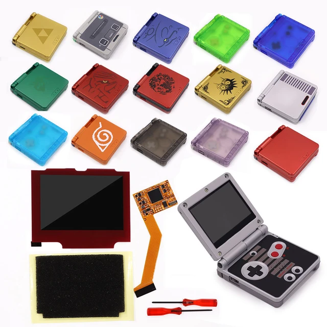 Gba SP-IPS v2バックライト付き液晶スクリーンキット,10レベルの明るさ,プレカットシェル,事前にゲームボーイアドバンス,AGS-001,  101,赤のレンズ - AliExpress