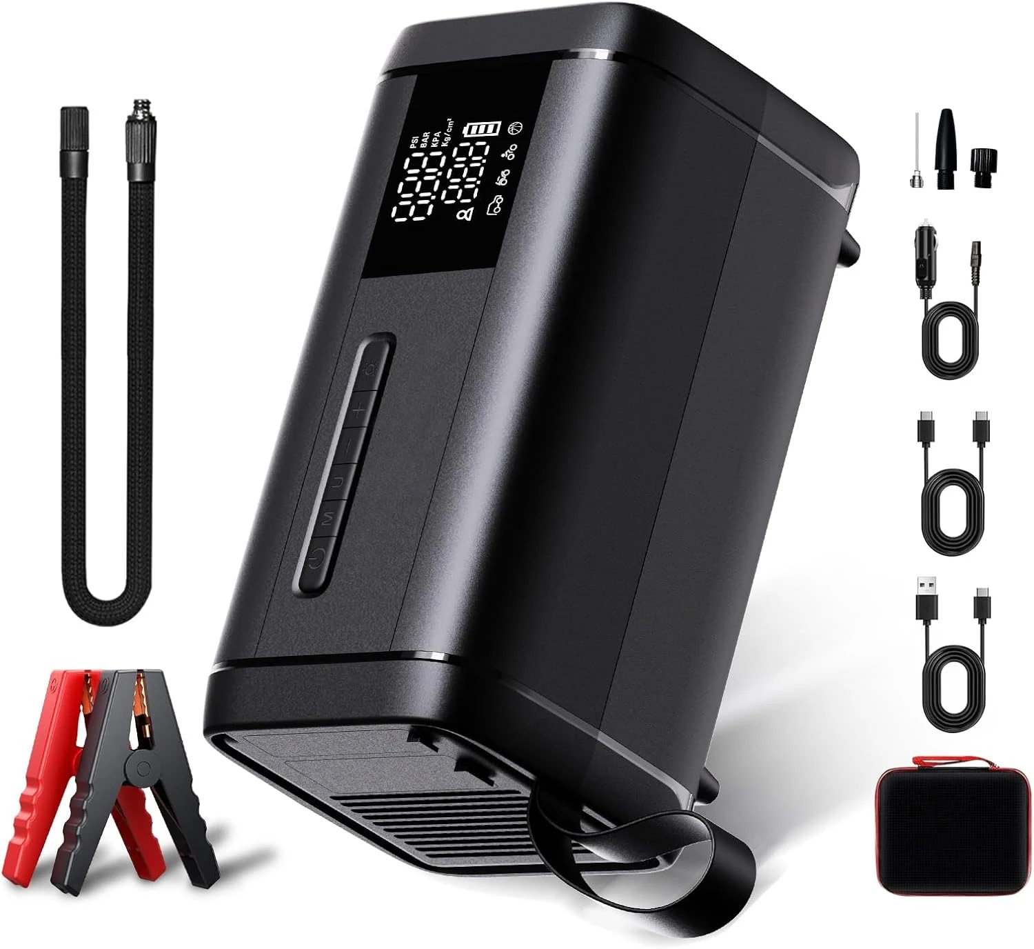 

4000A Emergency Power Supply, 74wh Battery, LED Display, 12V Four-In-One Emergency Start Kit (10L Gasoline/6L Diesel)