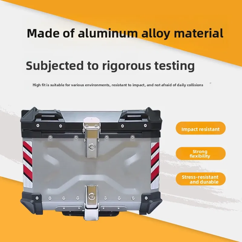 

45L X Embossed Aluminum Alloy Motorcycle Tail Box Heavy Duty Storage Trunk