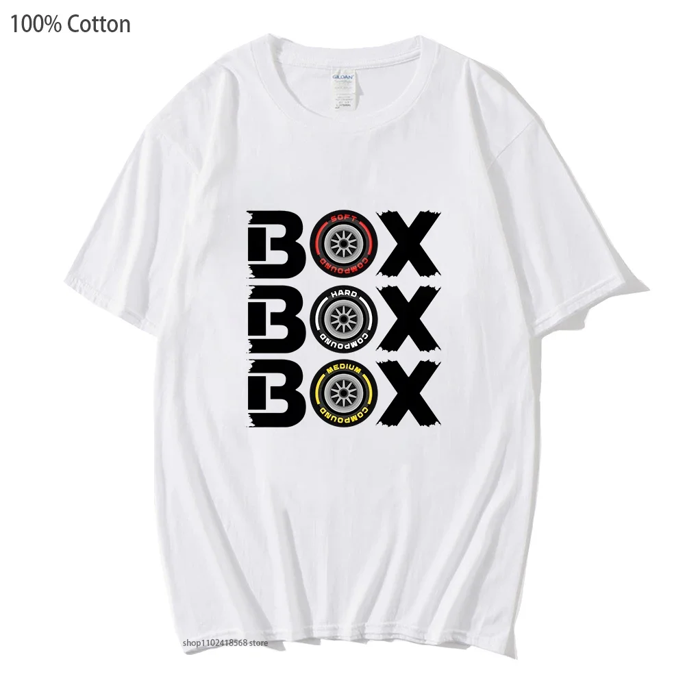 Box Box Box T-Shirts for Men F1 Tyre Compound V2 Tshirt Women's Short Sleeve Top 100%Cotton Clothes Funny Games Men Clothing Y2k