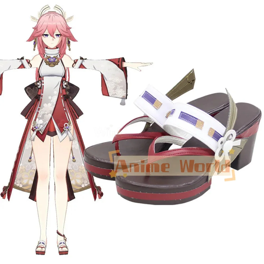 

Genshin Impact Yae Miko Guuji Yae Brown Cosplay Shoes Halloween Carnival Boots Custom Made