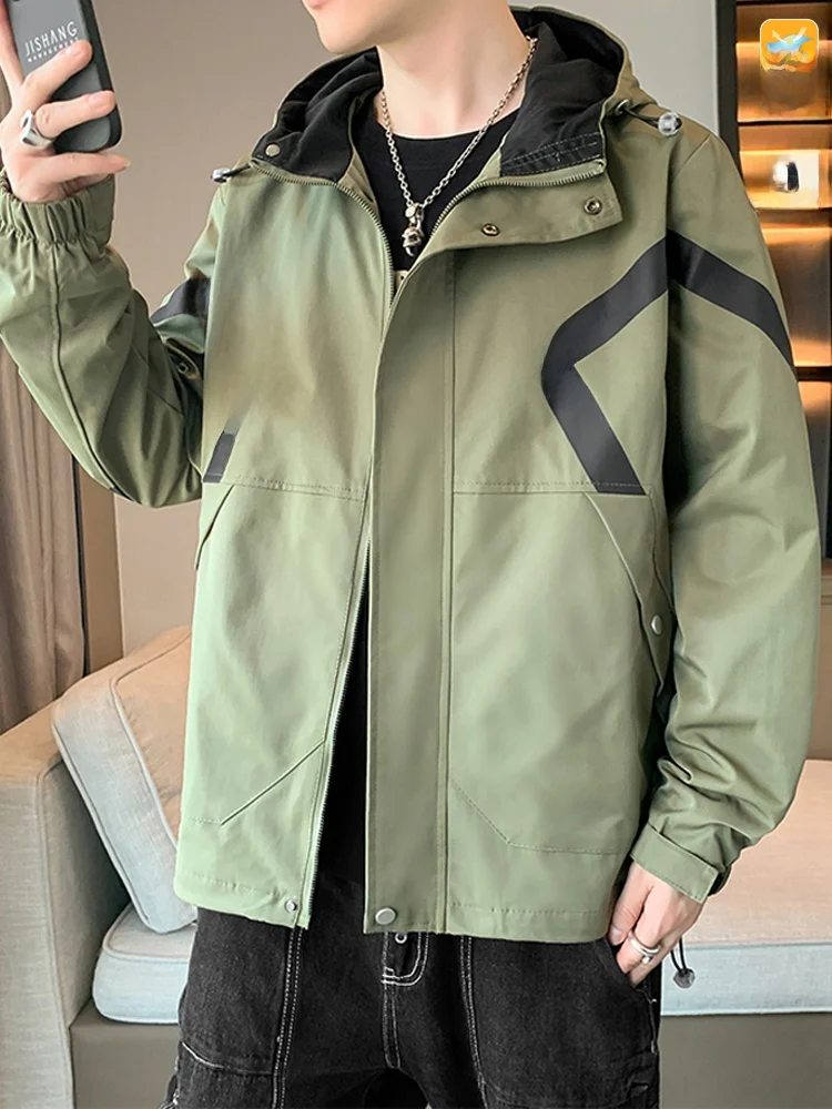 

Hooded Jaet Men's Spring Autumn Sle Trendy Brand Workwear College Students' Top Haome Casual Youth Baseball orm