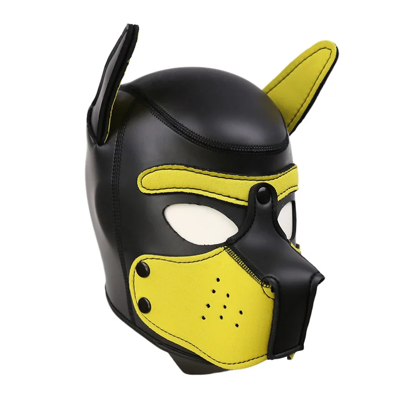 Halloween Accessories Padded Rubber Dog Face Mask Exotic Costumes Puppy Cosplay Fetish Erotic Games For Women Men Full Head Hood