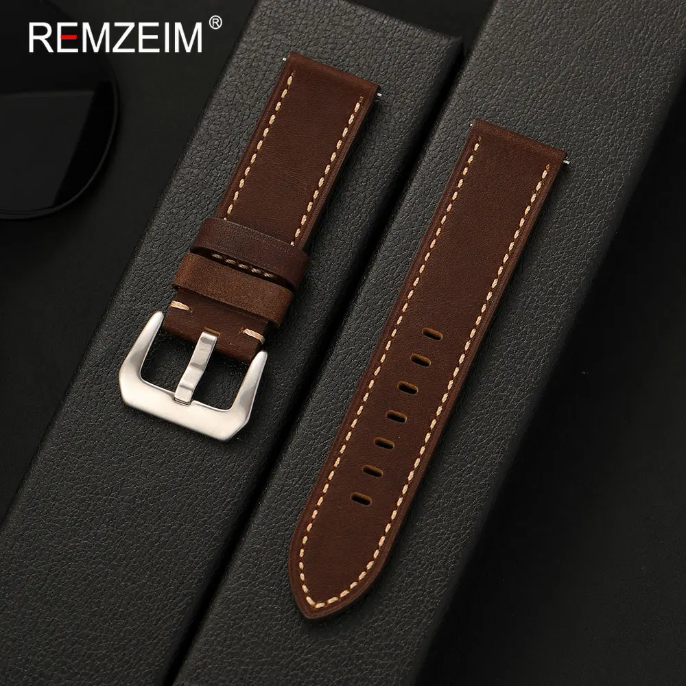 Vintage Herren Uhrenarmband aus Ölwachs-Rindsleder 20mm 22mm 24mm Schnellverschluss Komfortabler Ersatz Echtes Leder Uhrenarmband