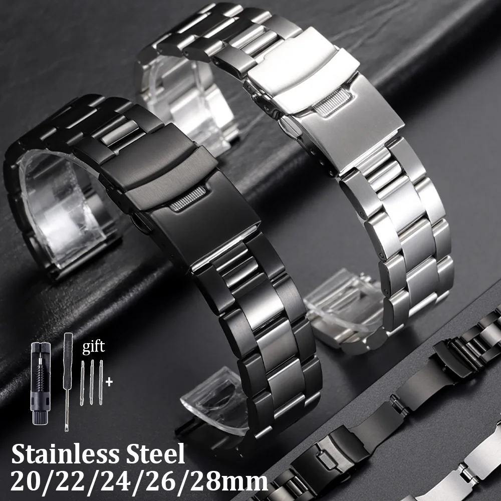 

Diving Metal Belt Bracelet 20mm 22mm 24mm 26/28mm Solid Stainless Steel Watch Band for Rolex Universal Men Women Strap for Seiko