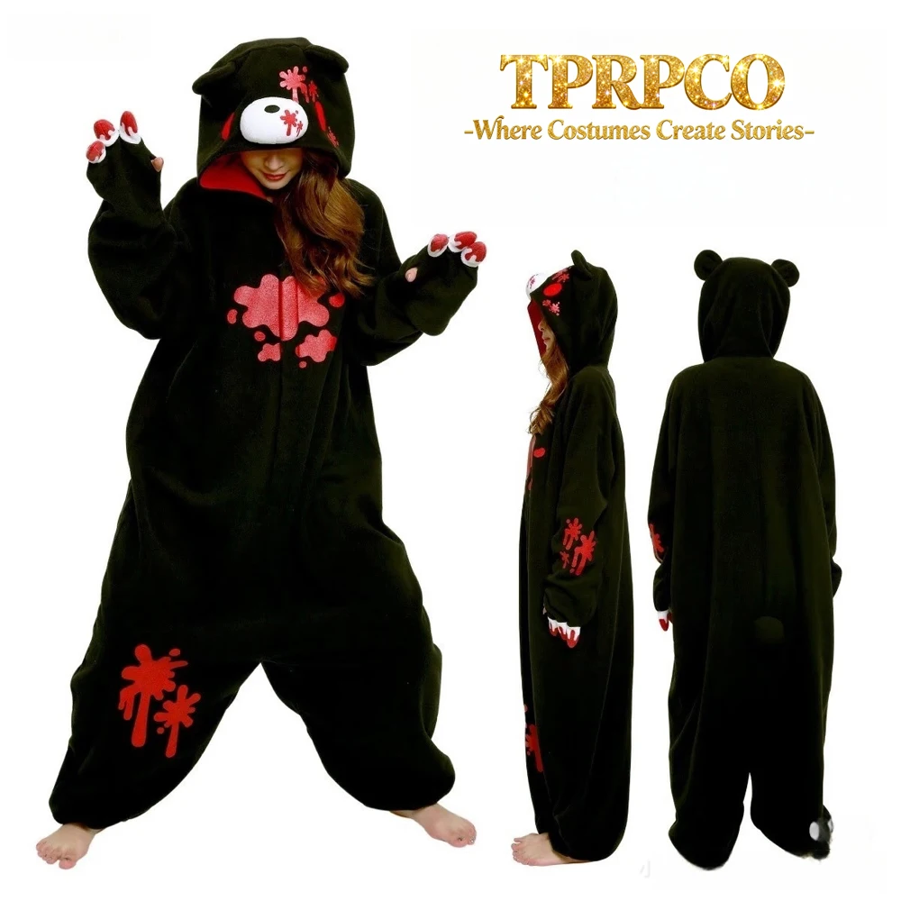 Fleece Onesies For Adults Men Women One-Piece Fancy Suits Cartoon Animal Cosplay Costume Party Gloomy Bear Kigurumi Pajamas